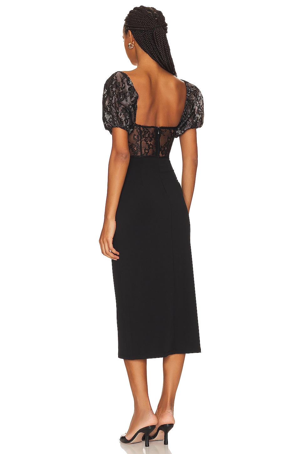 WeWoreWhat Underwire Corset Midi Lace Dress thumbnail