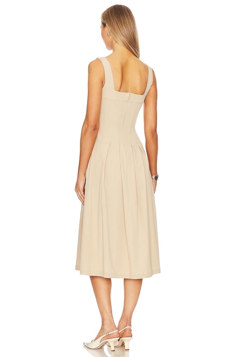 Corset Pleated Midi Dress