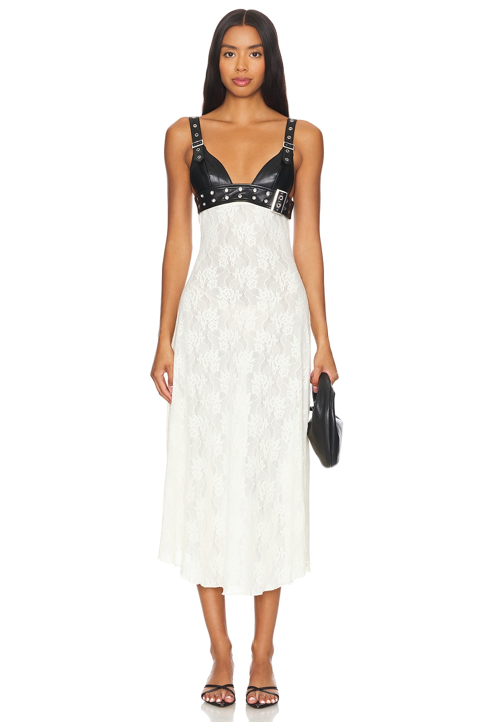 Lace Trimmed Jacquard Dress herlipto（Lace Trimmed Jacquard