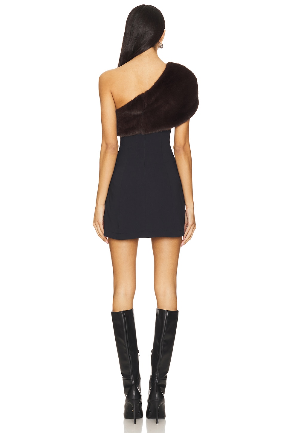 WeWoreWhat Faux Fur One Shoulder Mini thumbnail