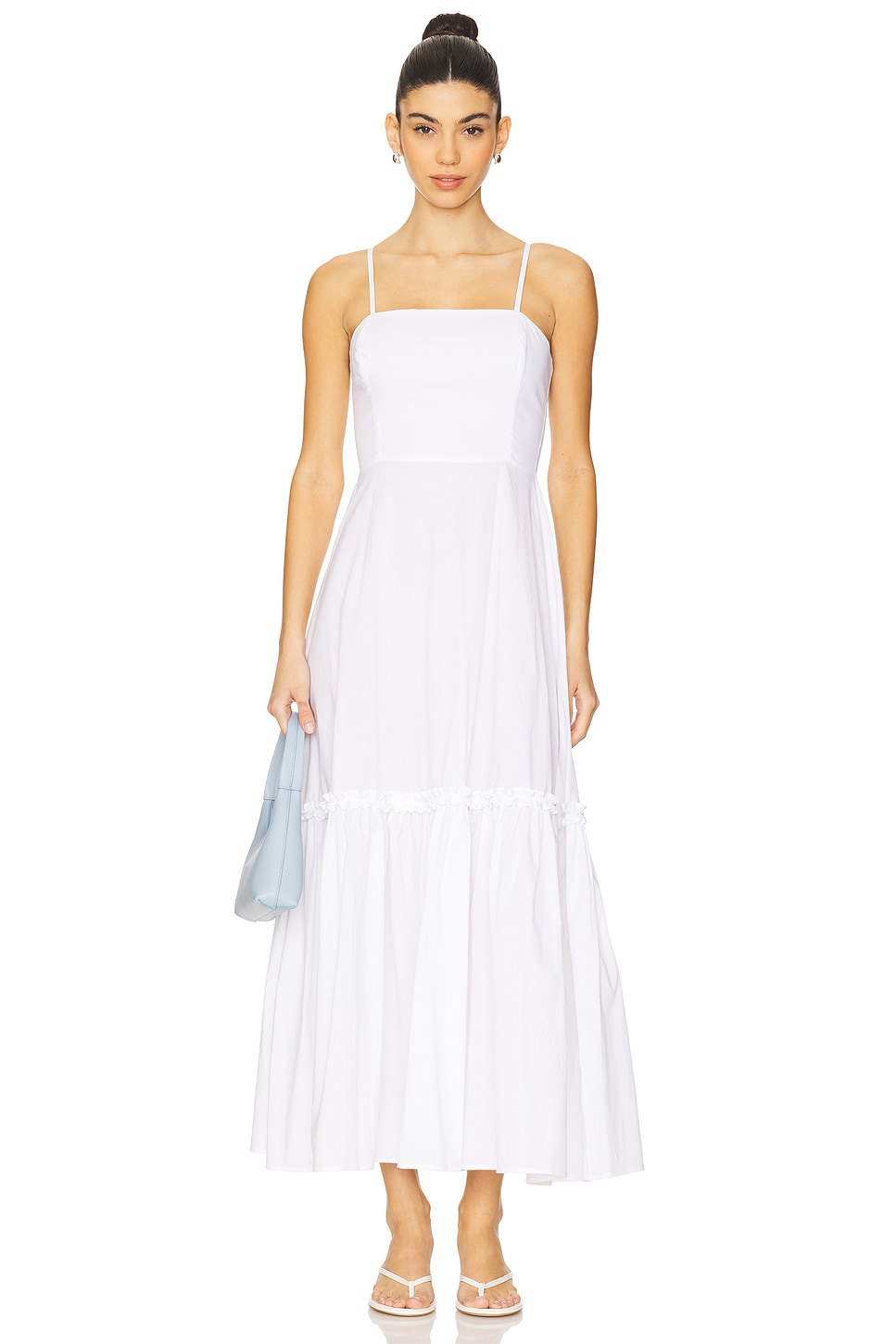 WeWoreWhat Ruffle Flare Midi Dress in Classic White | REVOLVE