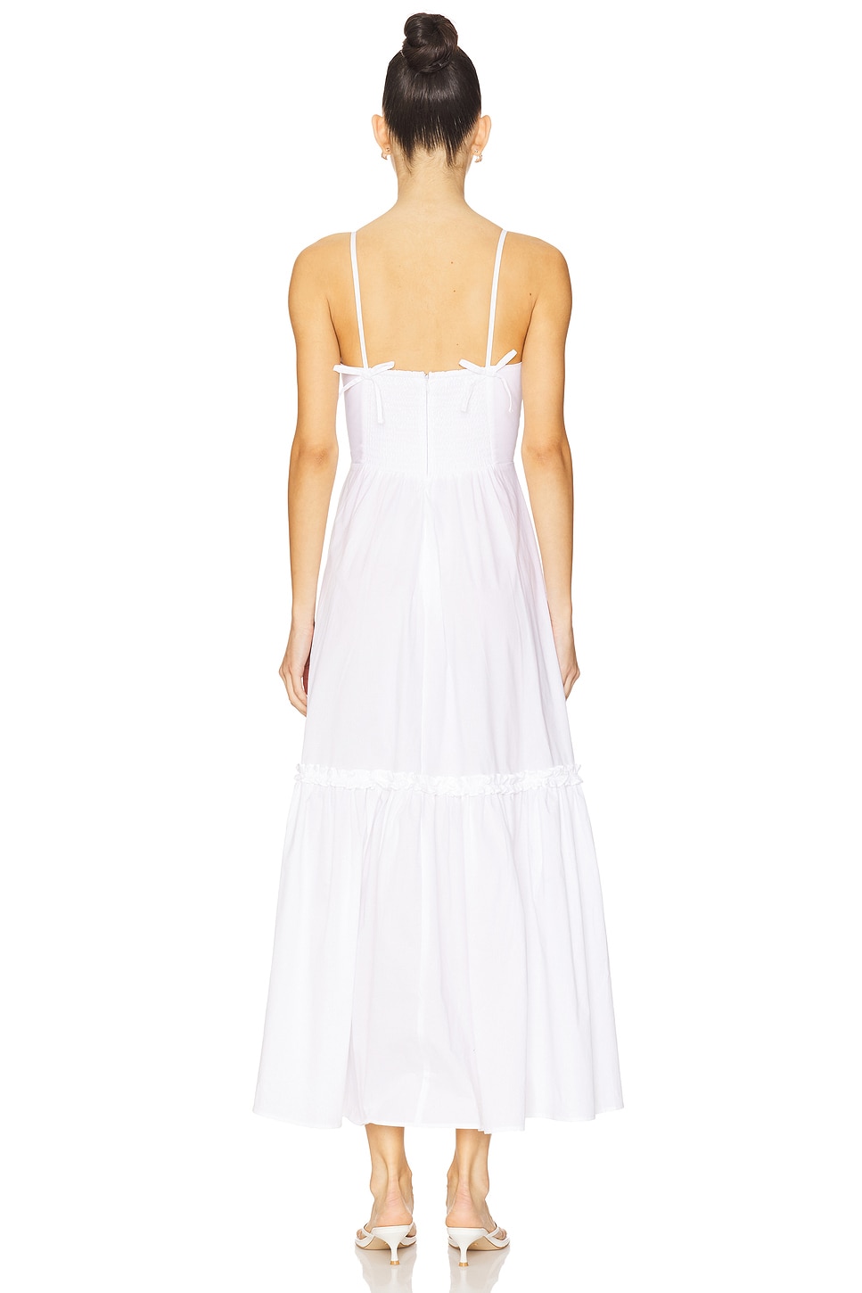 green emerald velvet dress Do Long White A-Line Flared Neckline Midi Dress main image 1