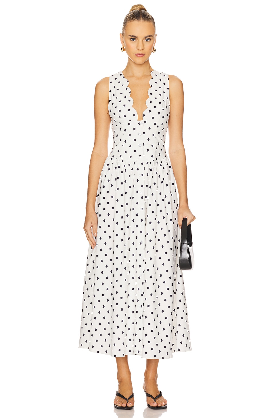 Button Front Scallop Dress