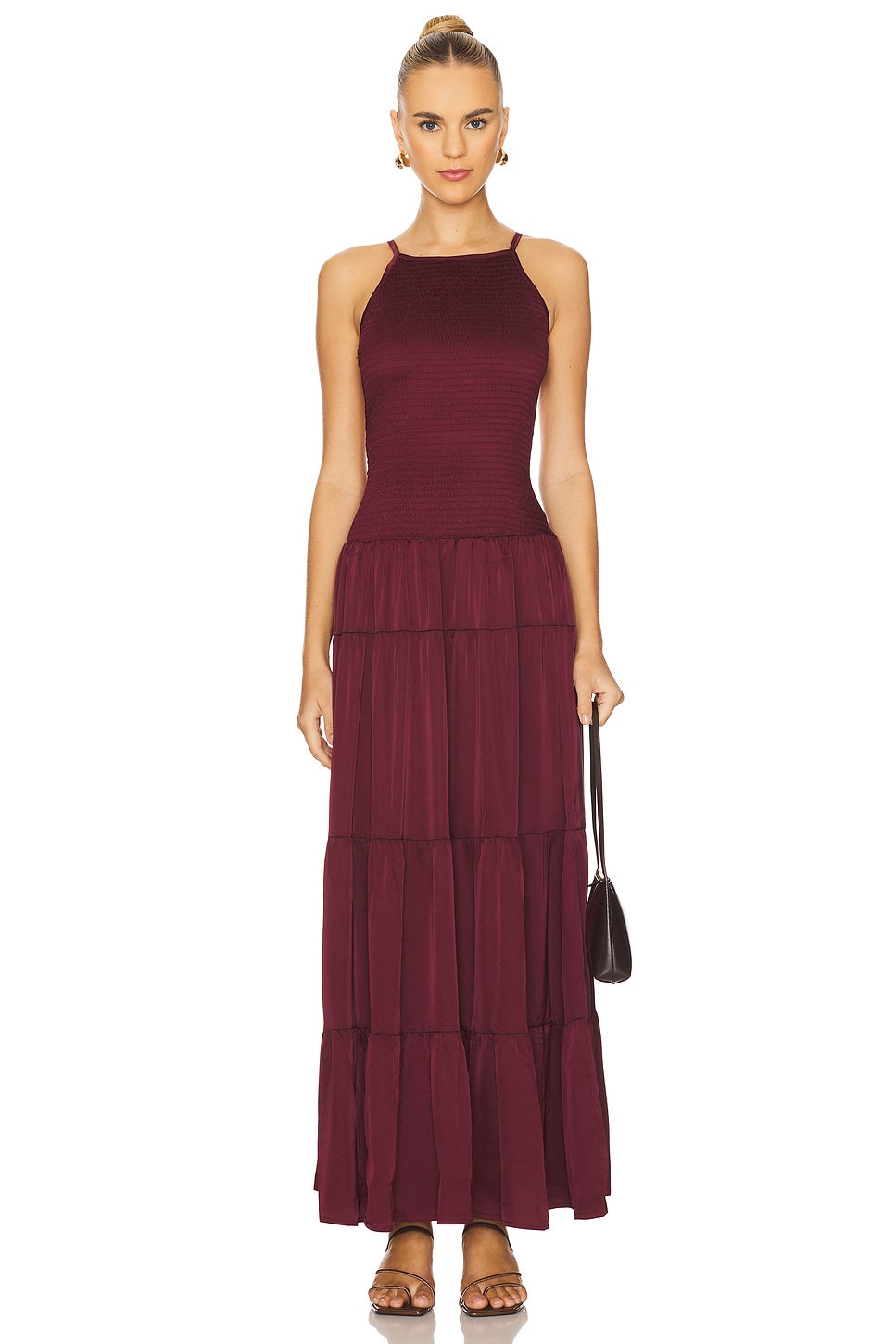 dusty pink dress with rose gold shoes Miss Circle Glitter Drop Waist Maxi Dress main image 1
