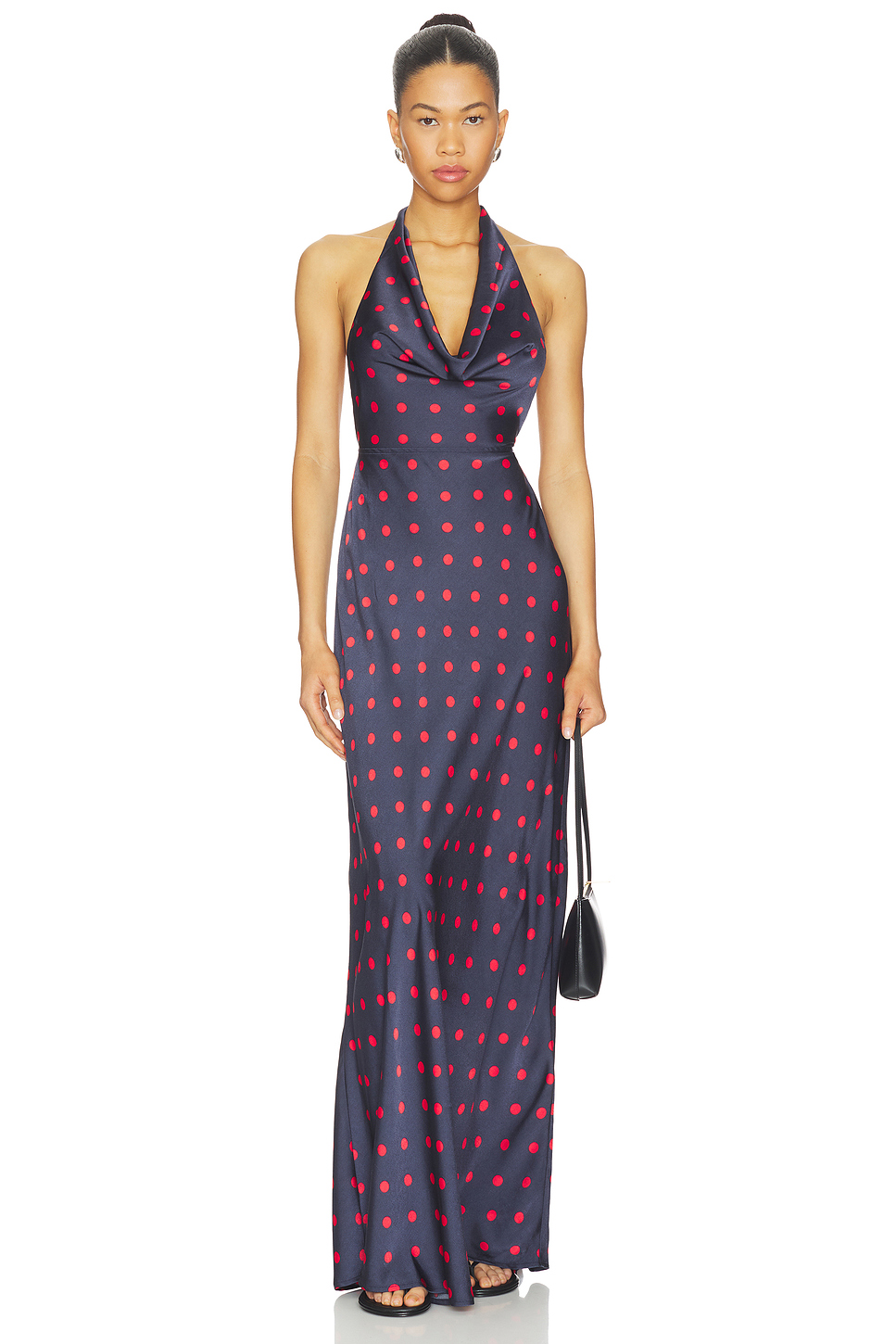 weworewhat halter dress Cowl Maxi in Navy & Crimson atf-oc-07.23.25