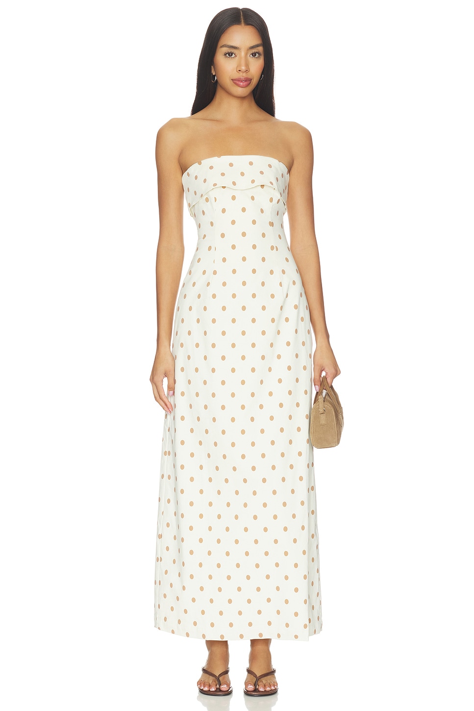 Strapless Fold Over Midi Dress