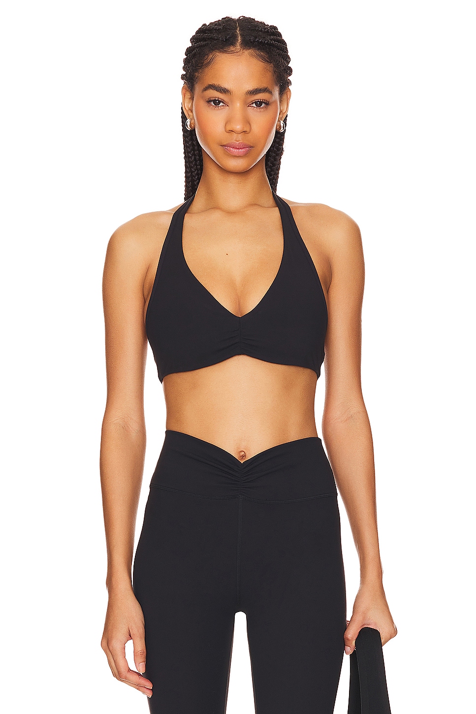 Black halter sports bra online