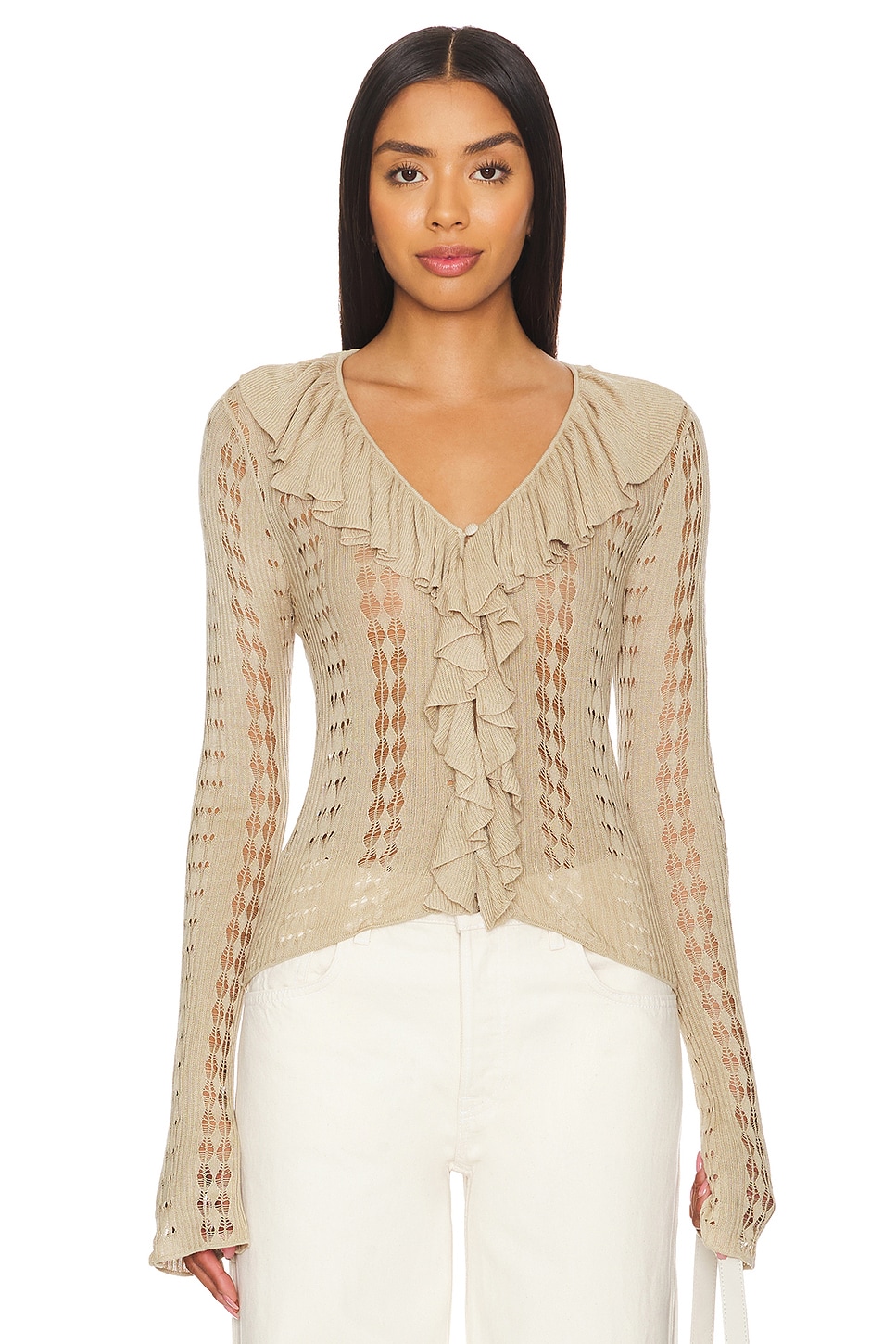 Sweater Mini Ruffle WeWoreWhat Ruffle Sweater in Safari | REVOLVE