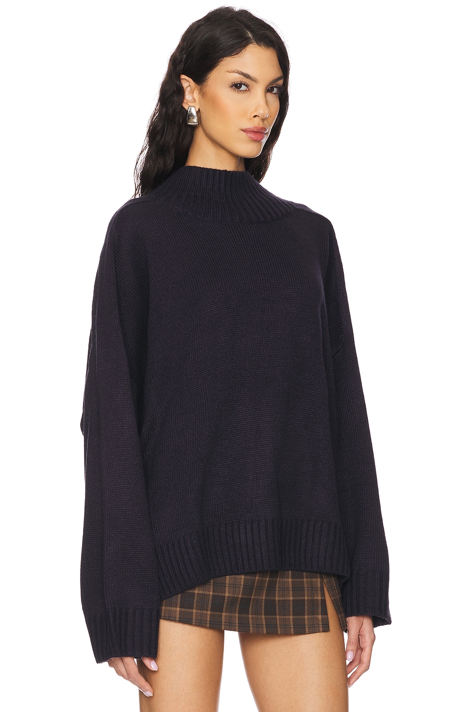WeWoreWhat Oversized Funnel Neck Sweater In Navy REVOLVE weworewhat-oversized-funnel-neck-sweater-in-navy-revolve