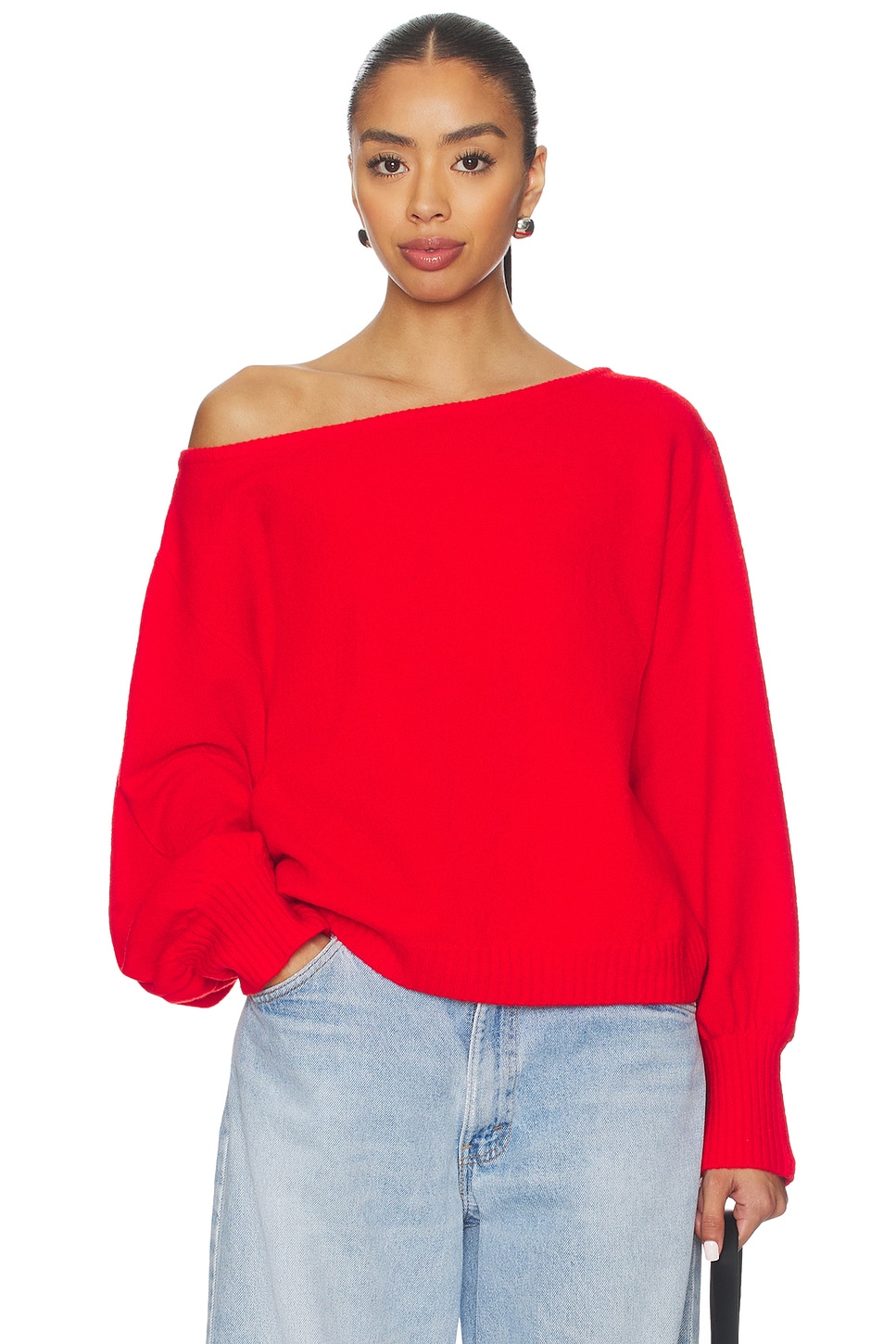 Off The Shoulder Balloon Sweater