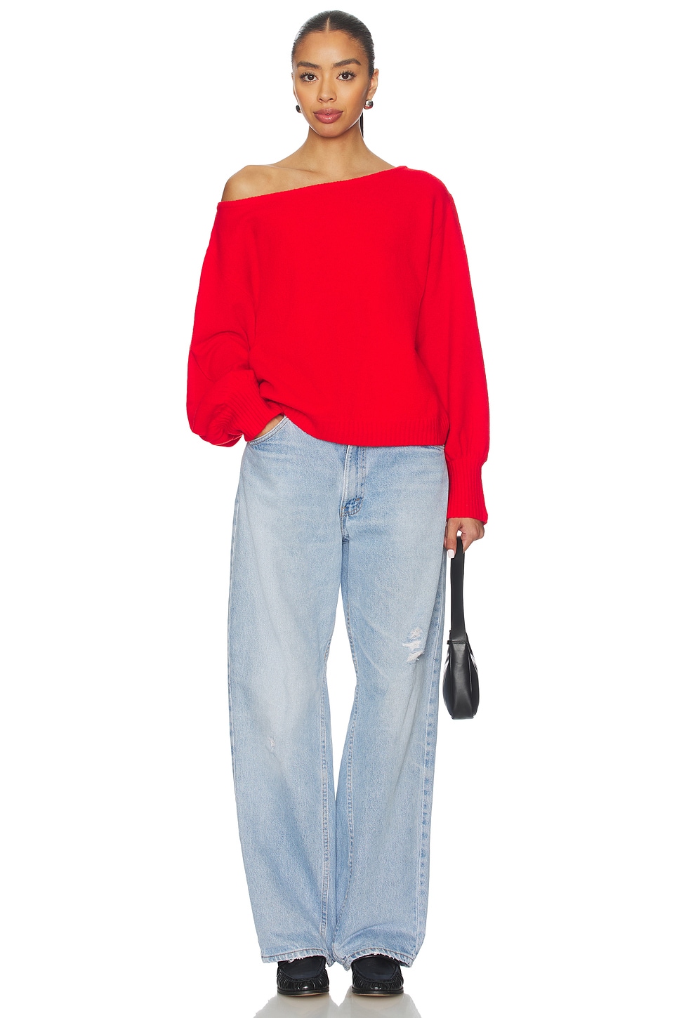 Off The Shoulder Balloon Sweater