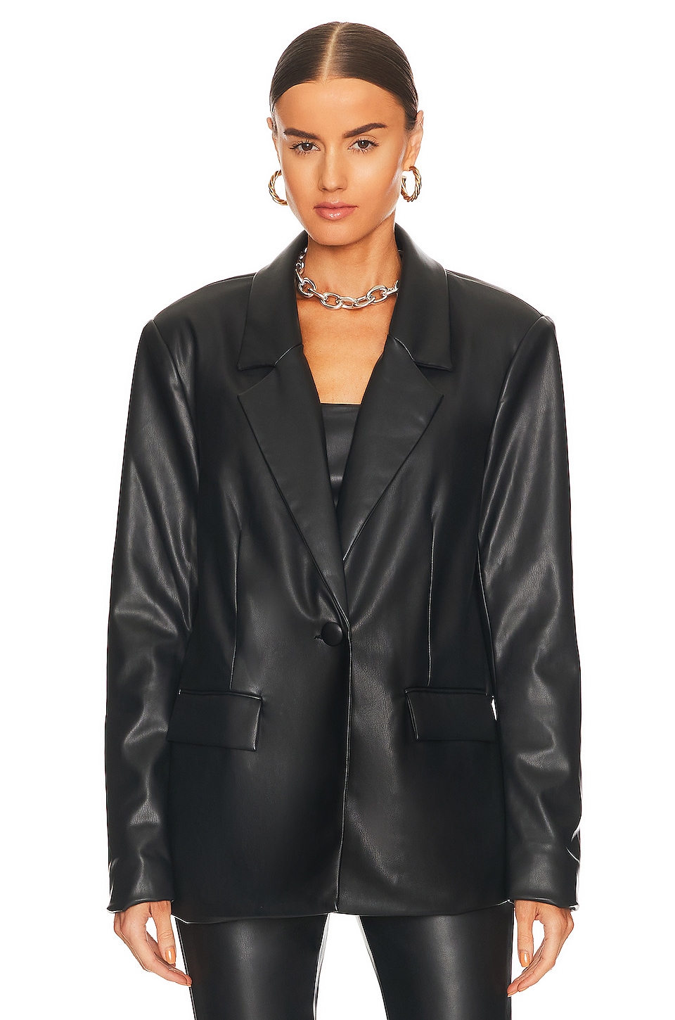 WeWoreWhat Faux Leather Blazer in Black | REVOLVE