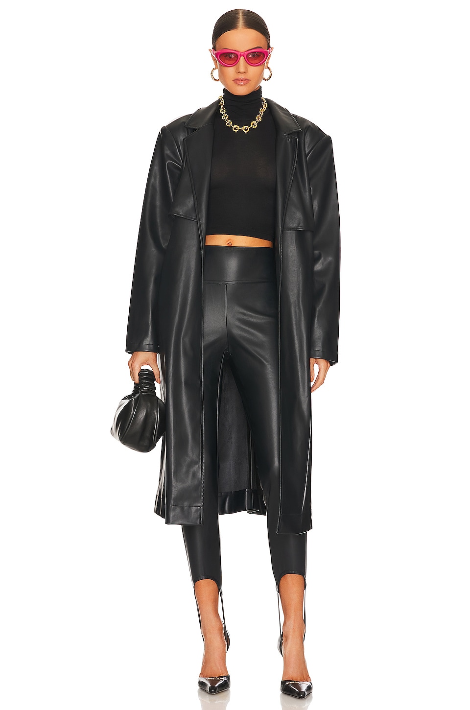 WeWoreWhat Faux Leather Trench in Black