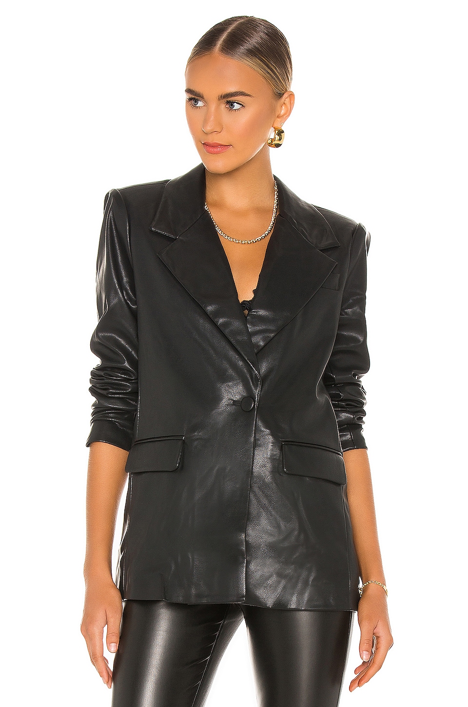 WeWoreWhat Downtown Vegan Leather Blazer in Black | REVOLVE