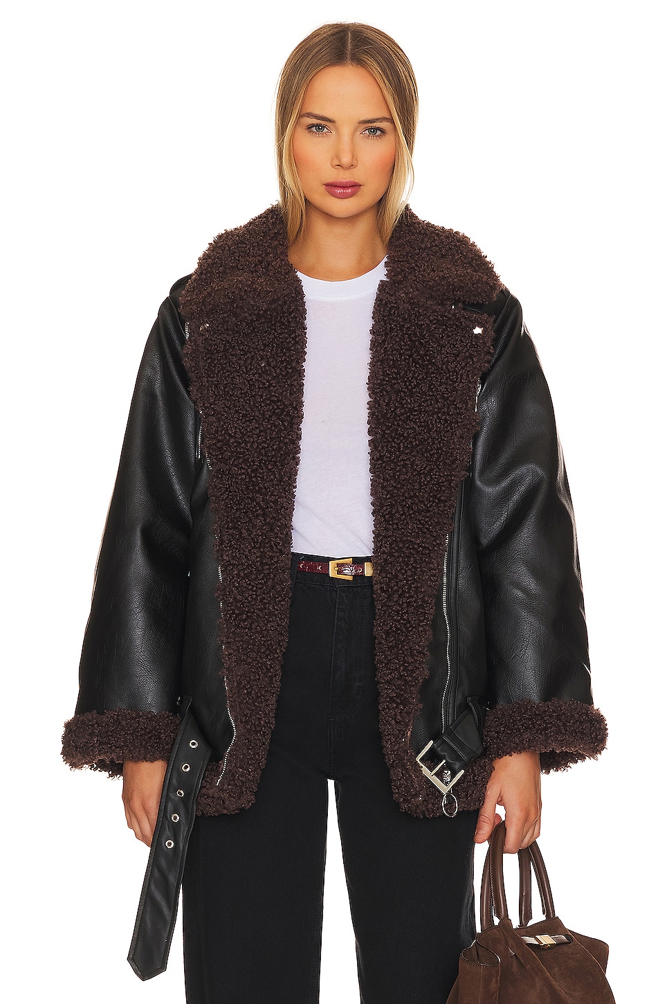 Oversized faux sherpa clearance jacket