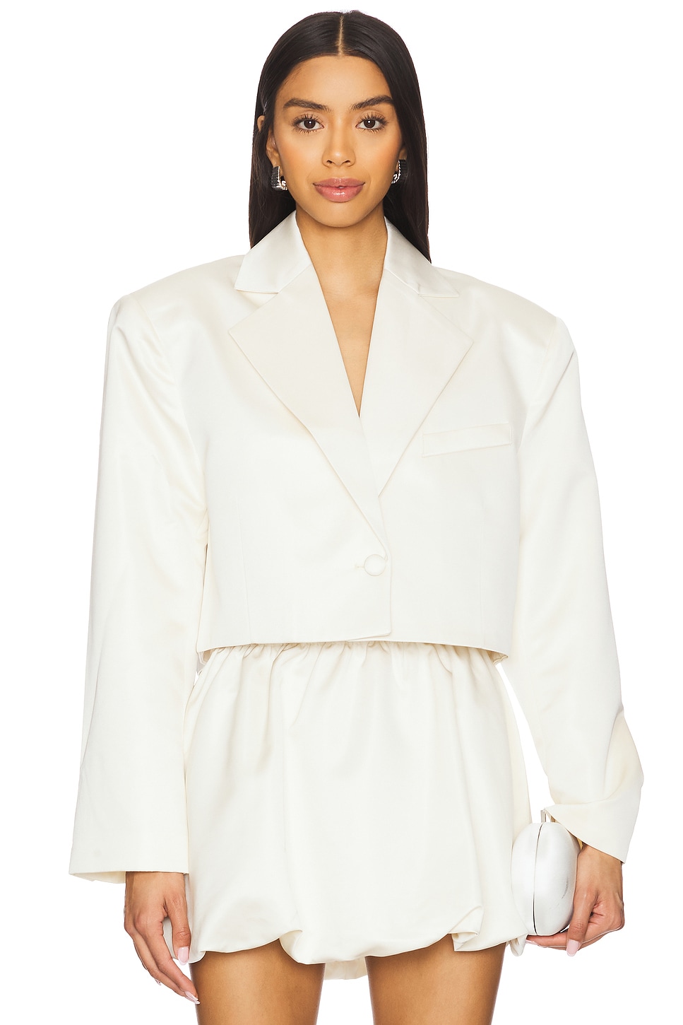 Cropped Satin Blazer