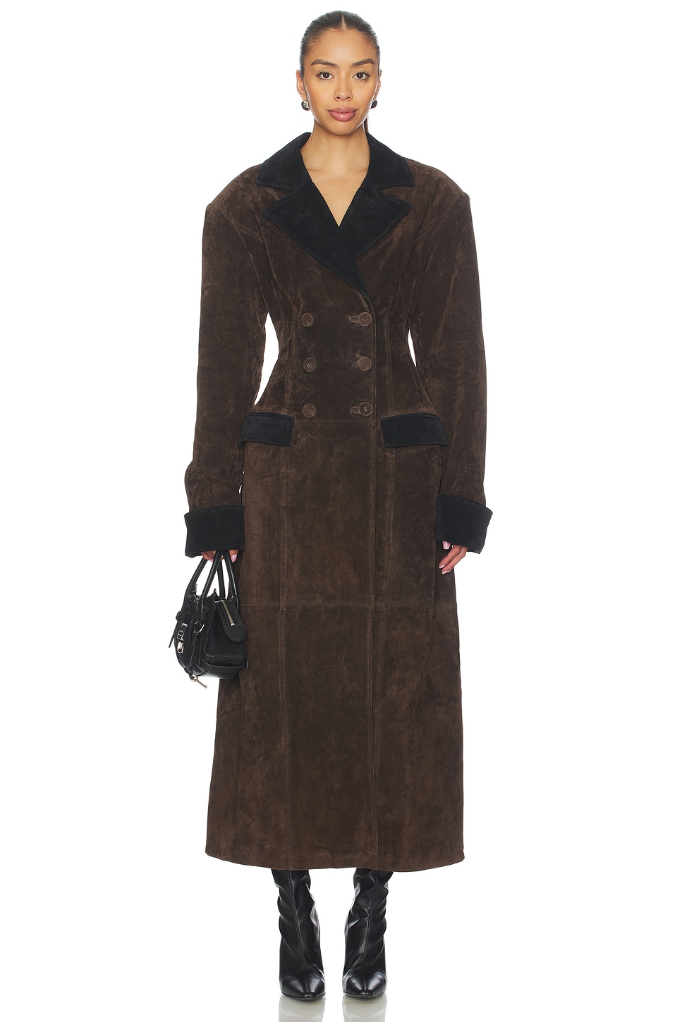 x Premium Double Breasted Suede Coat