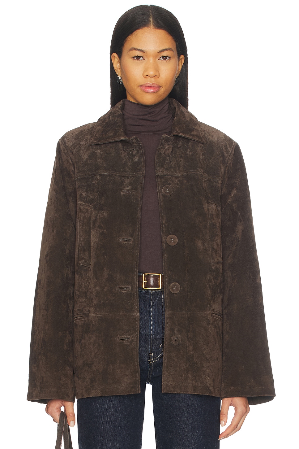 x Premium Suede Button Front Jacket