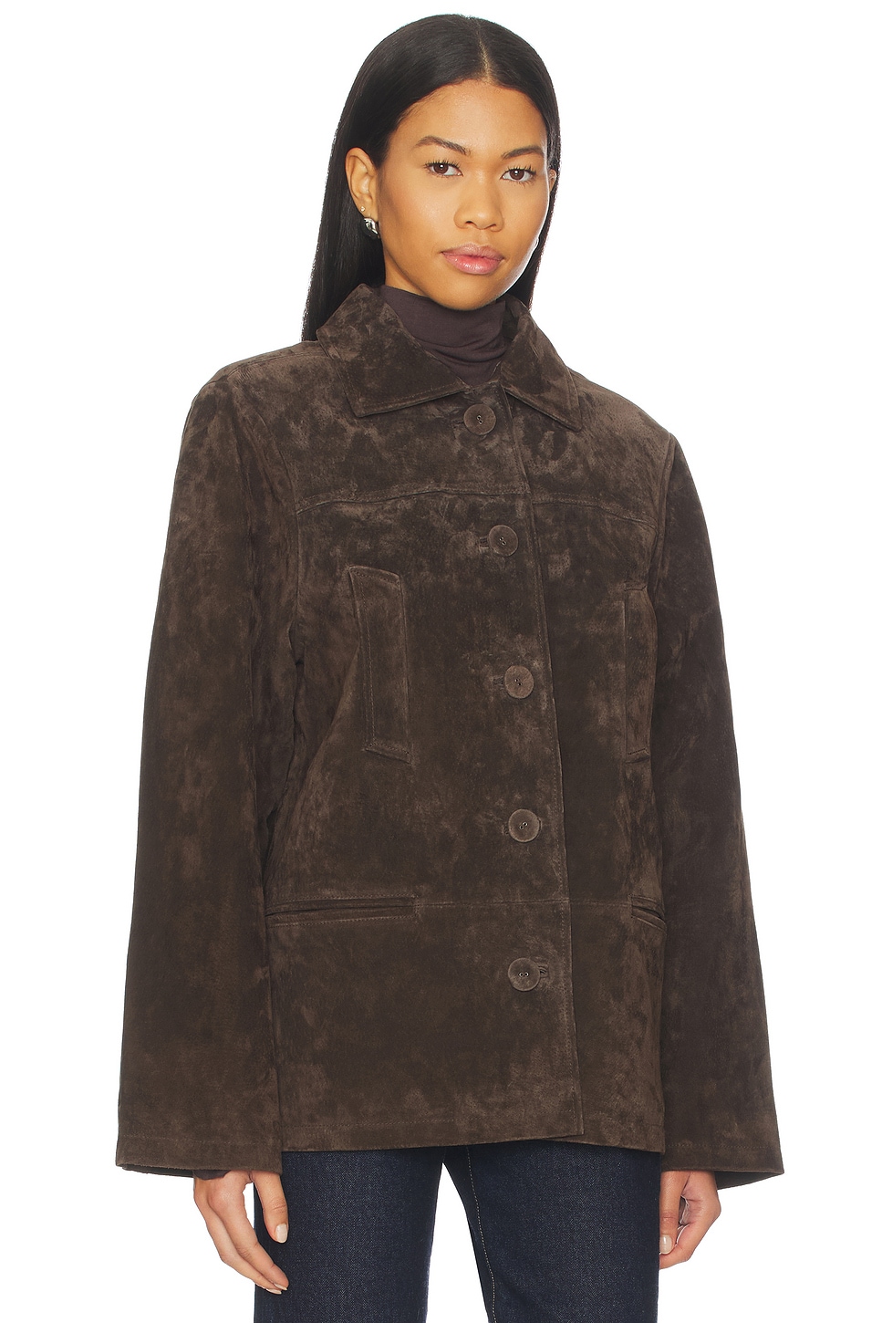 WeWoreWhat x Premium Suede Button Front Jacket