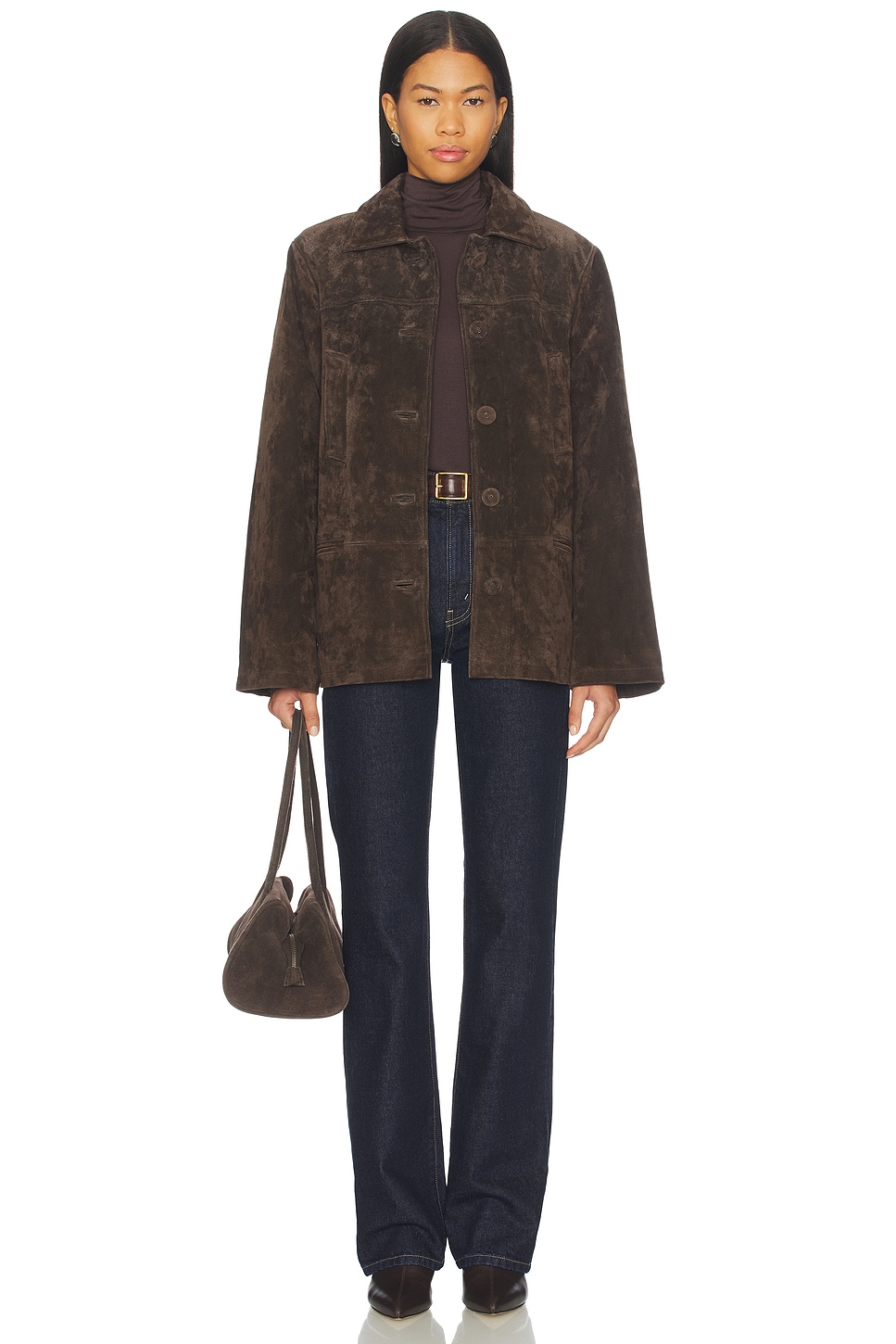 x Premium Suede Button Front Jacket