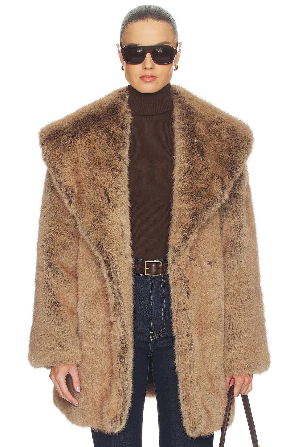 Shawl Collar Faux Fur Coat
