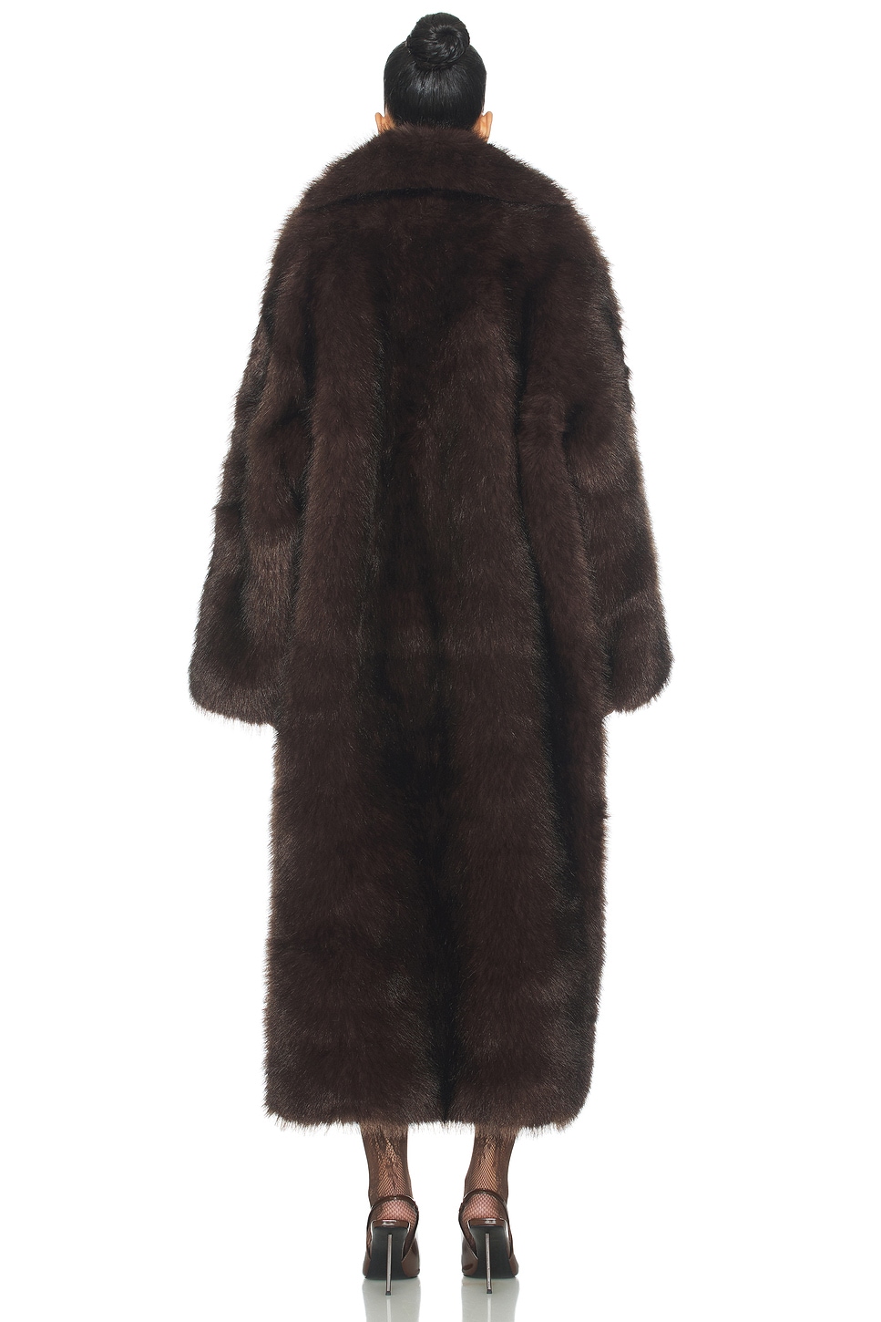 WeWoreWhat Long Faux Fur Jacket in Dark Brown | REVOLVE
