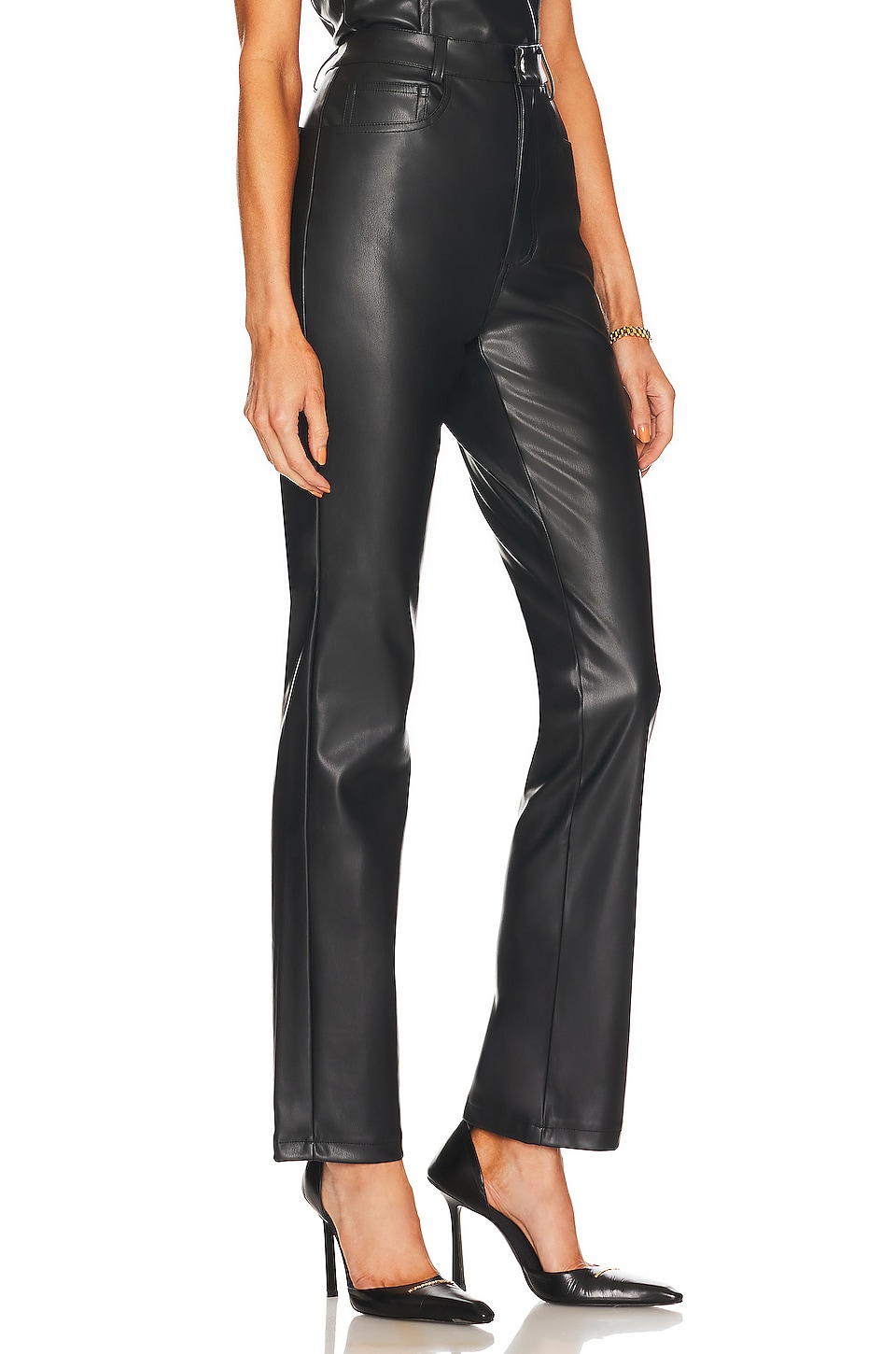 WeWoreWhat Faux Leather Kickflare in Black