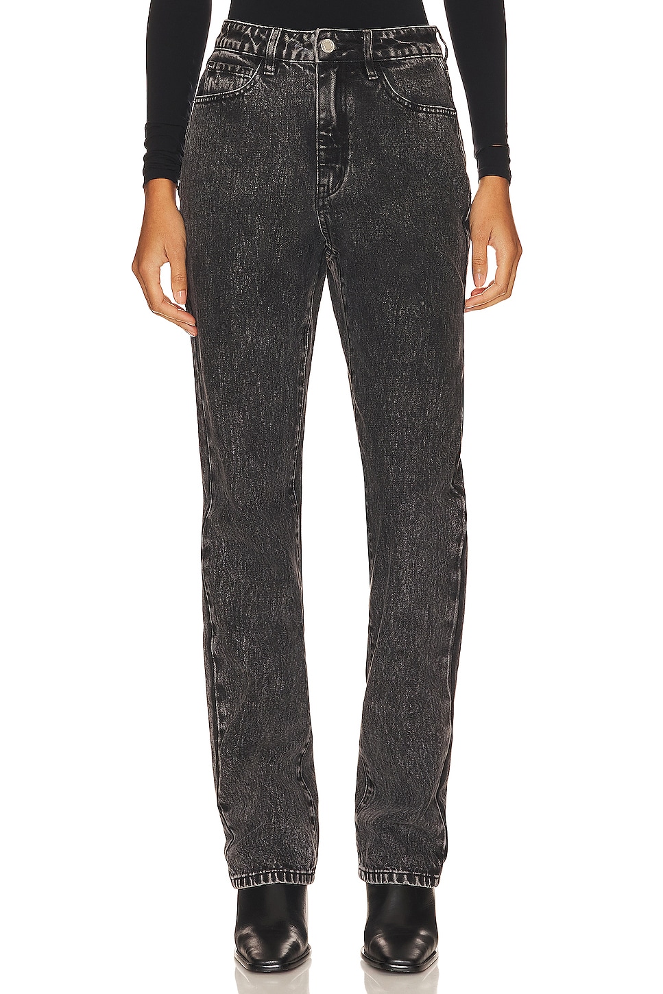 Black high waisted relaxed straight leg jeans