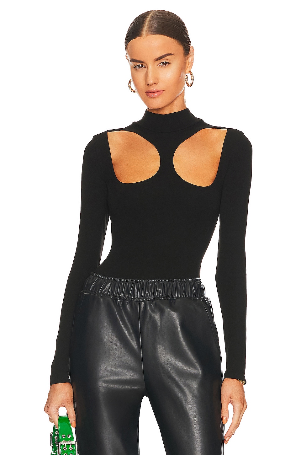 WeWoreWhat Mock Neck Cut Out Bodysuit in Black | REVOLVE