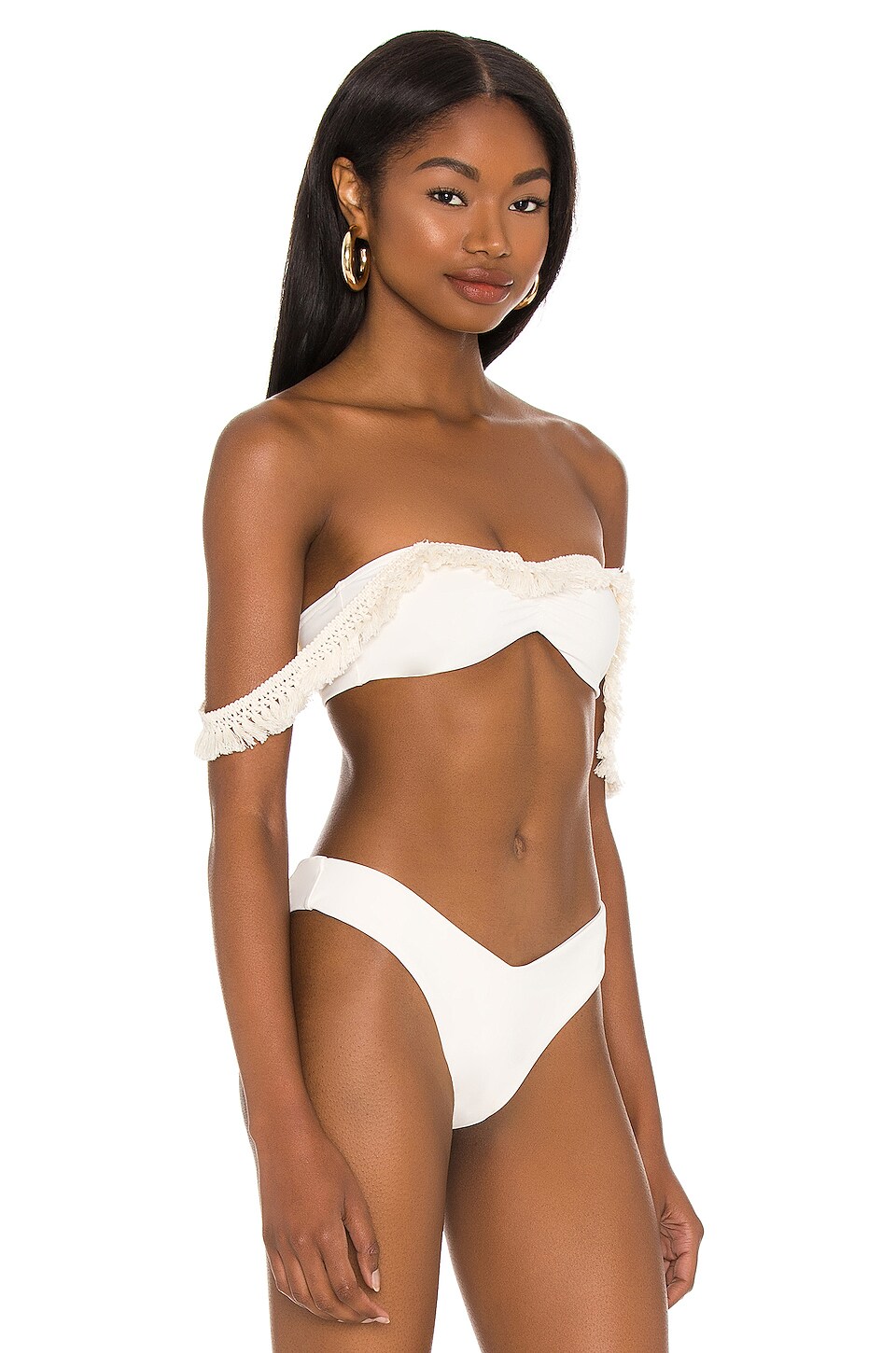 WeWoreWhat Tassel Bikini Top in Pearl