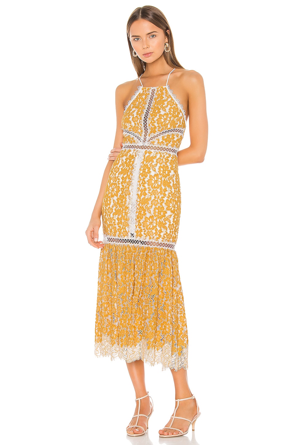 yellow embroidered dress