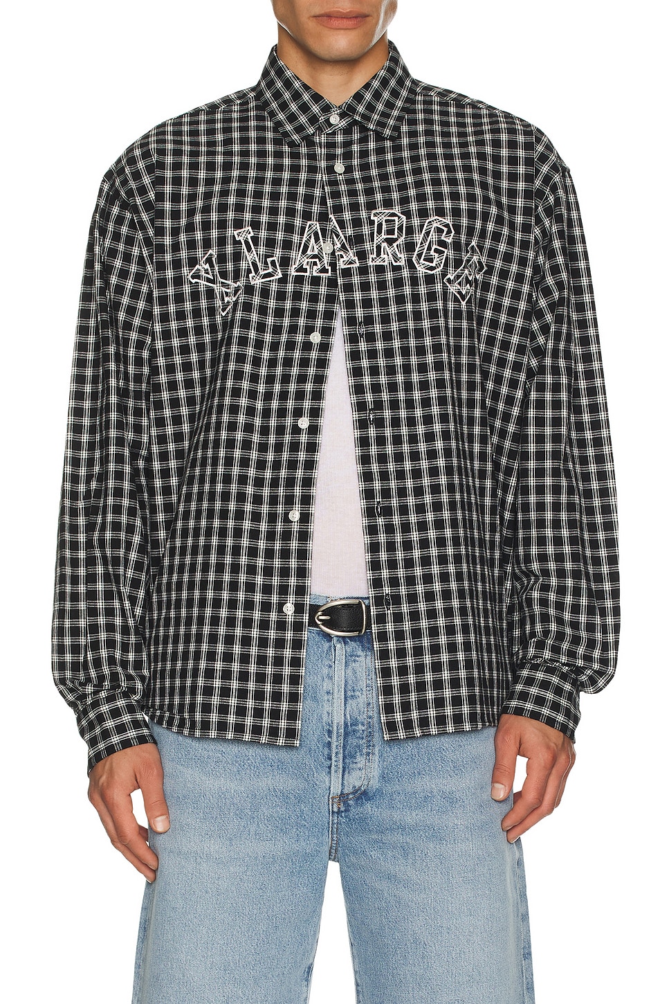 Patch Logo Plaid Shirt - Thumbnail 4