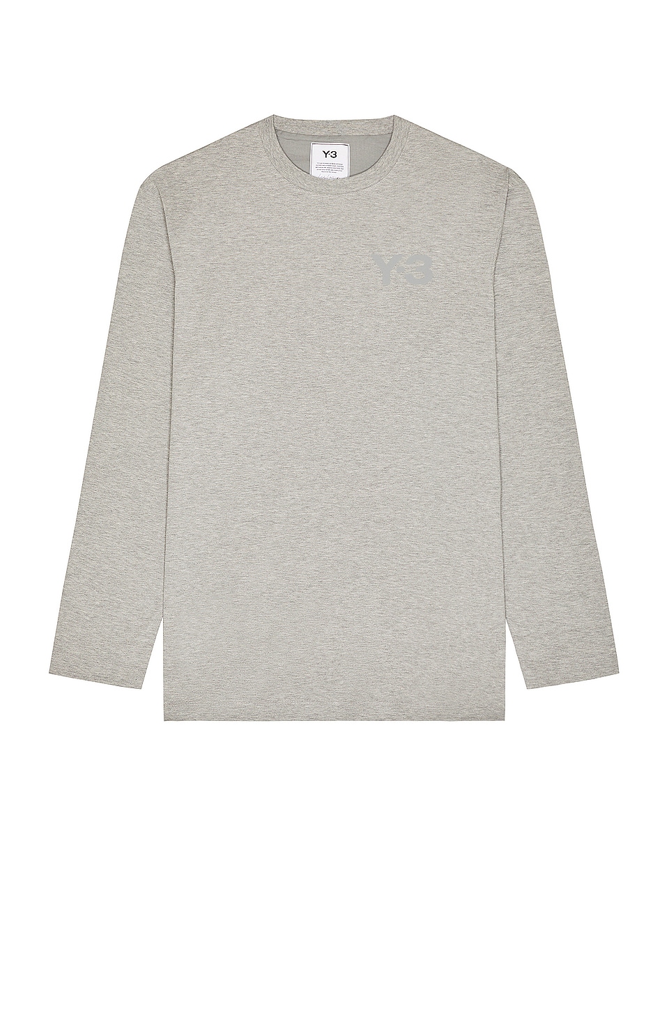 Y-3 Yohji Yamamoto Chest Logo Long Sleeve Tee in Medium Grey Heather