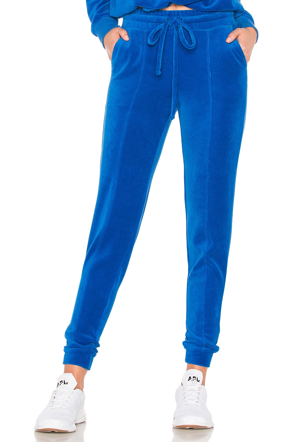 blue velour joggers