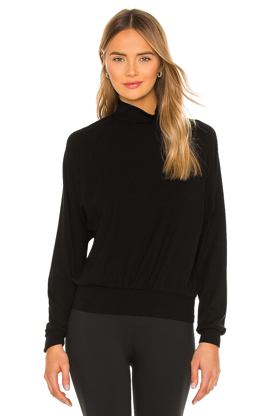 YEAR OF OURS Jane Mock Neck Top in Black | REVOLVE