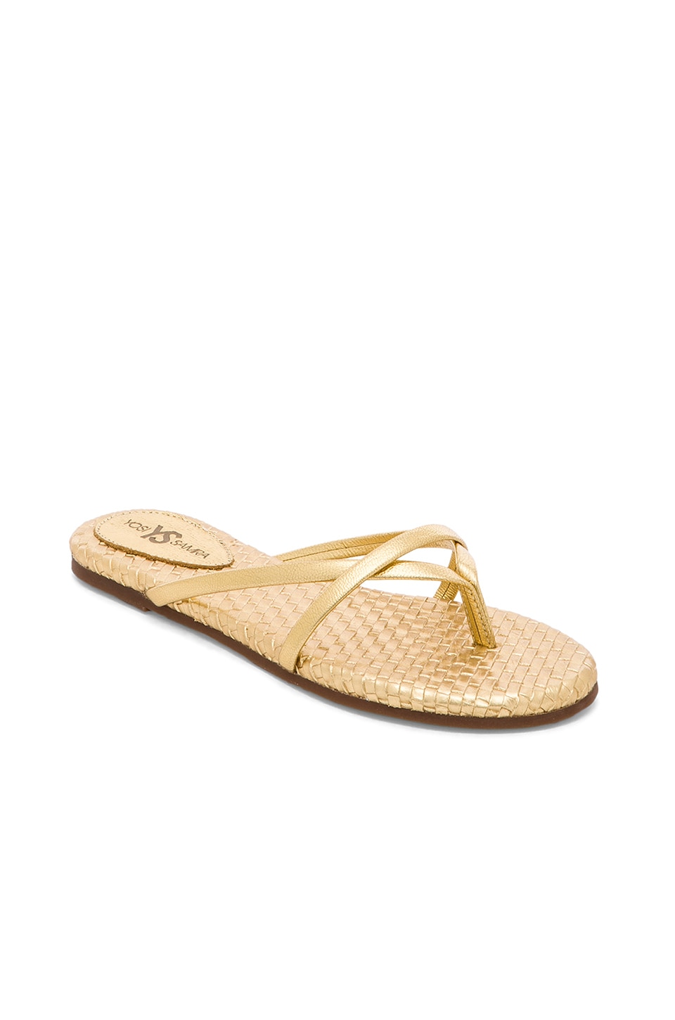 Yosi Samra River Burnished Woven Flip Flop in Pure Gold | REVOLVE