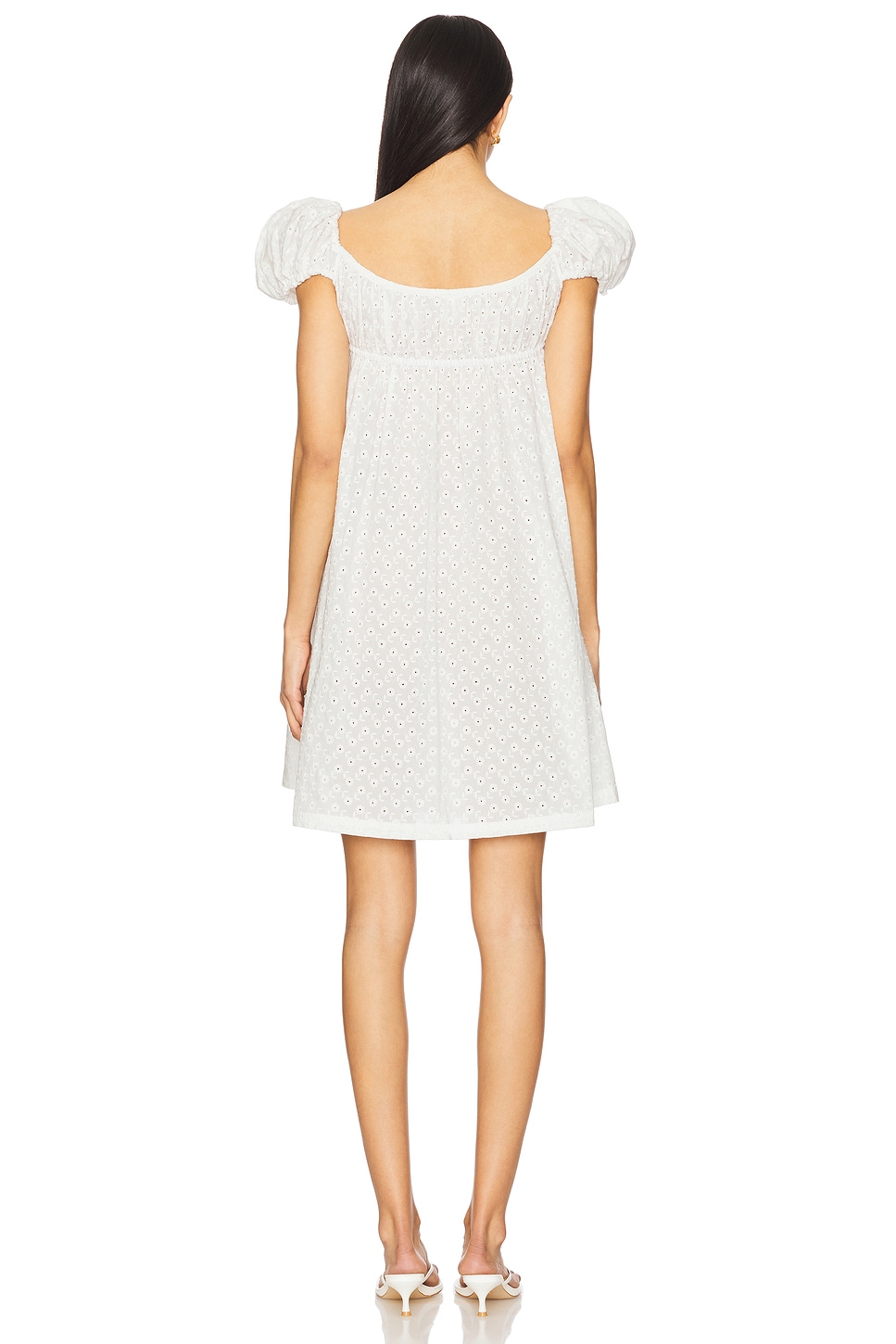 Yuhan Wang Puff Sleeve Embroidered Dress in White - size M