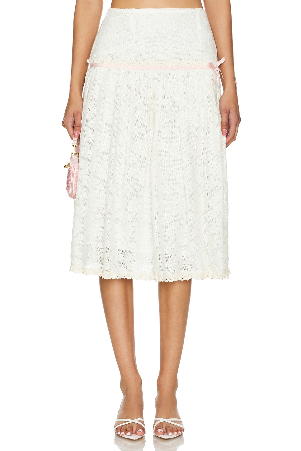 Yuhan Wang Floral Ruched Skirt - Cream | REVOLVE