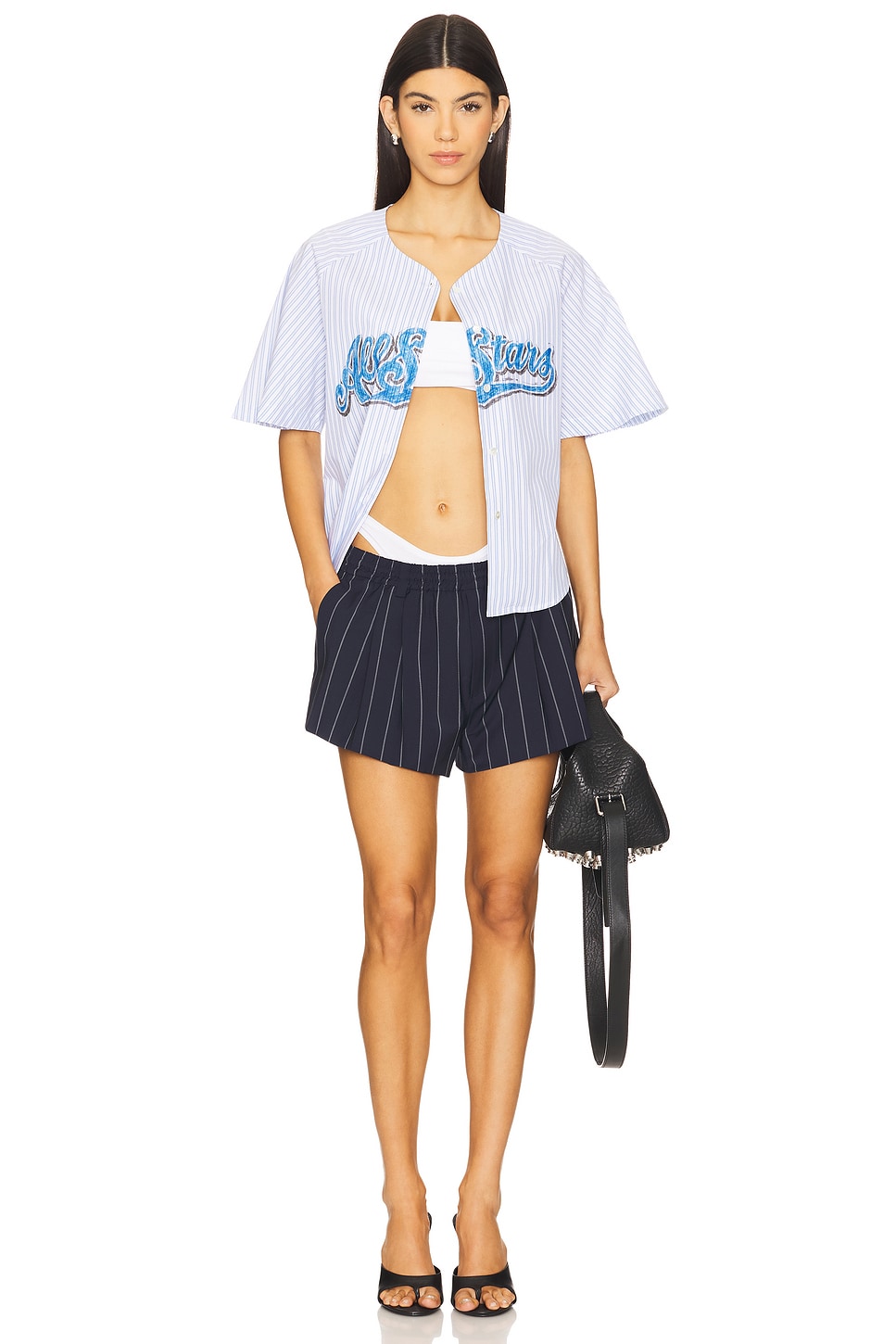 トップス yuhan wang Yuhan Wang Printed Stripe Shirt in Blue | REVOLVE
