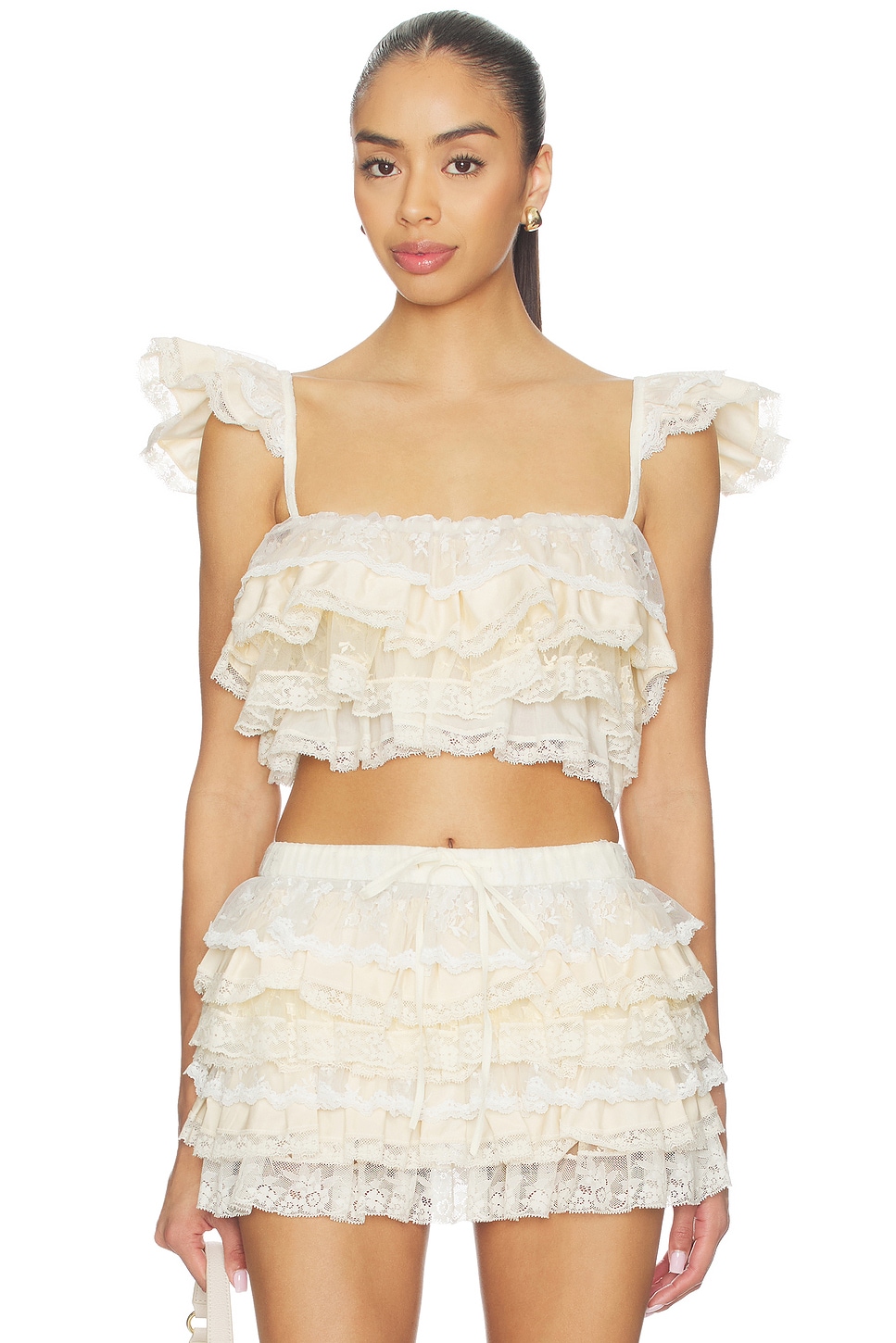 Yuhan Wang RUFFLE LACE TIER CAMI トップ - Multi | REVOLVE