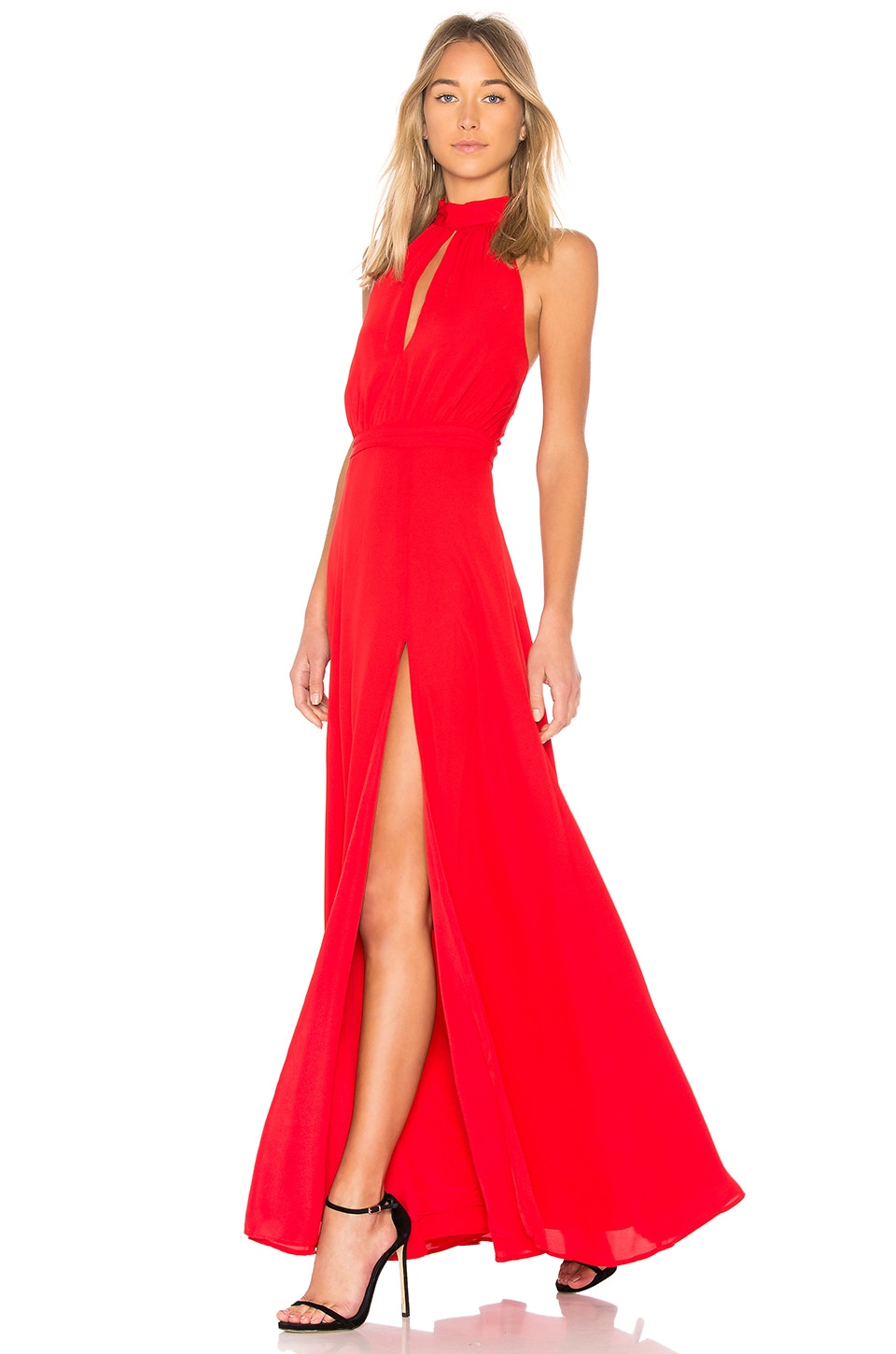 Платье красное с вырезом спереди. High платье. Платья хай