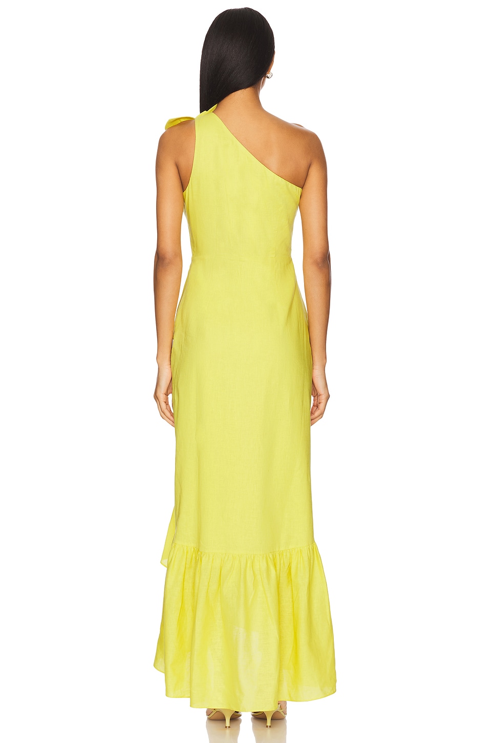 knee length dresses for ladies Chartreuse Striped Isla Linen Dress main image 1