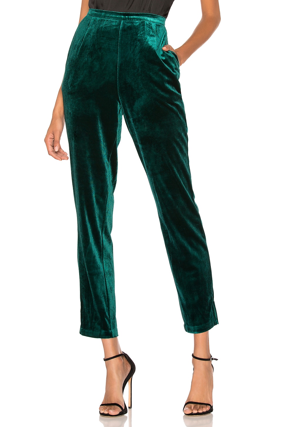 Yumi Kim City Slicker Velvet Pant in Jewel Emerald Velvet | REVOLVE