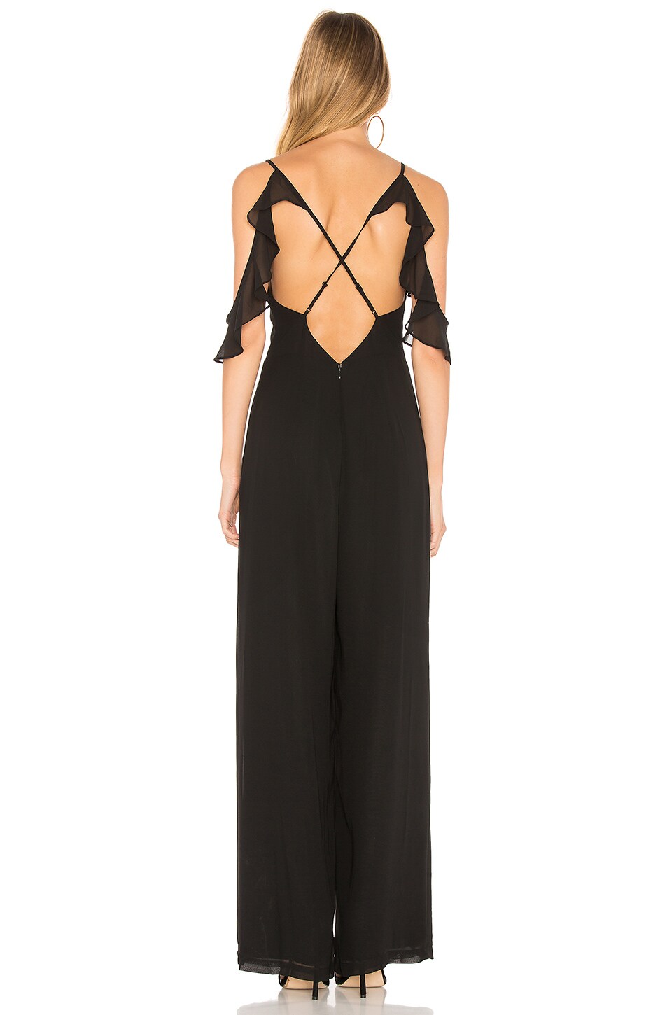Vivo Yumi Off Shoulder Jumpsuit - Cream / Brown Mistari Print