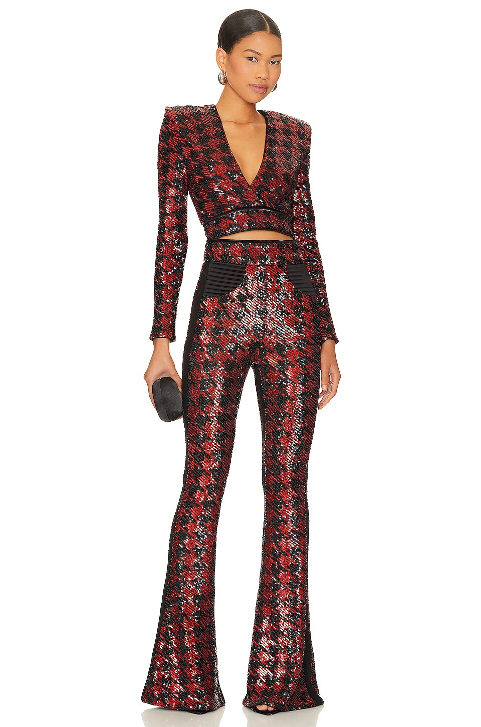 Vivo Ziwa 3/4 Sleeve Collar Jumpsuit - Red / Off White Zuri Abstract Print