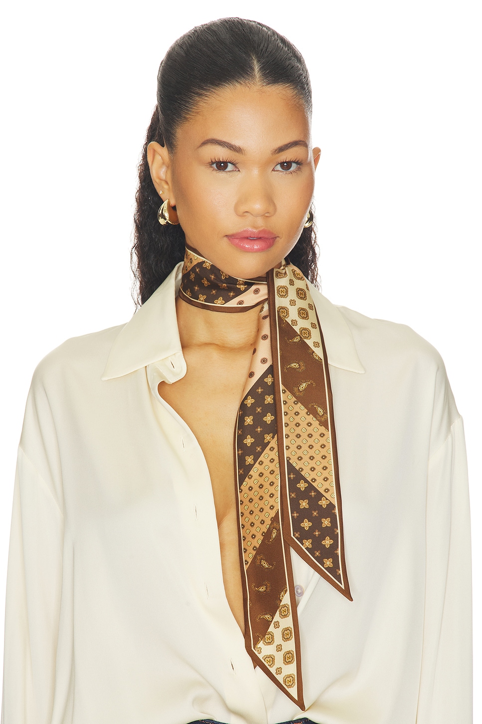 Printed Silk Ribbon Scarf - thumbnail 2