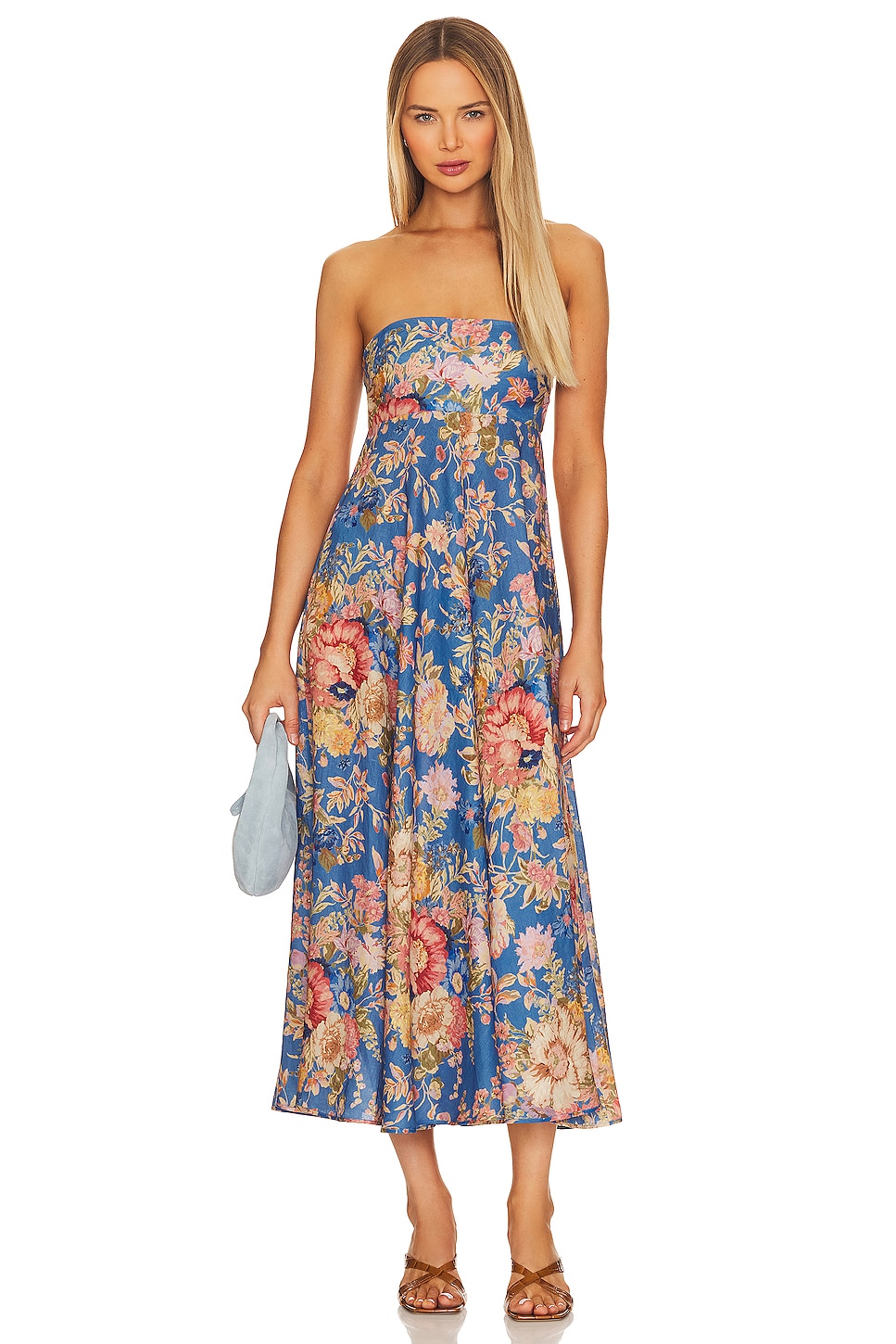 Zimmermann August Midi Dress in Dusty Blue Floral REVOLVE