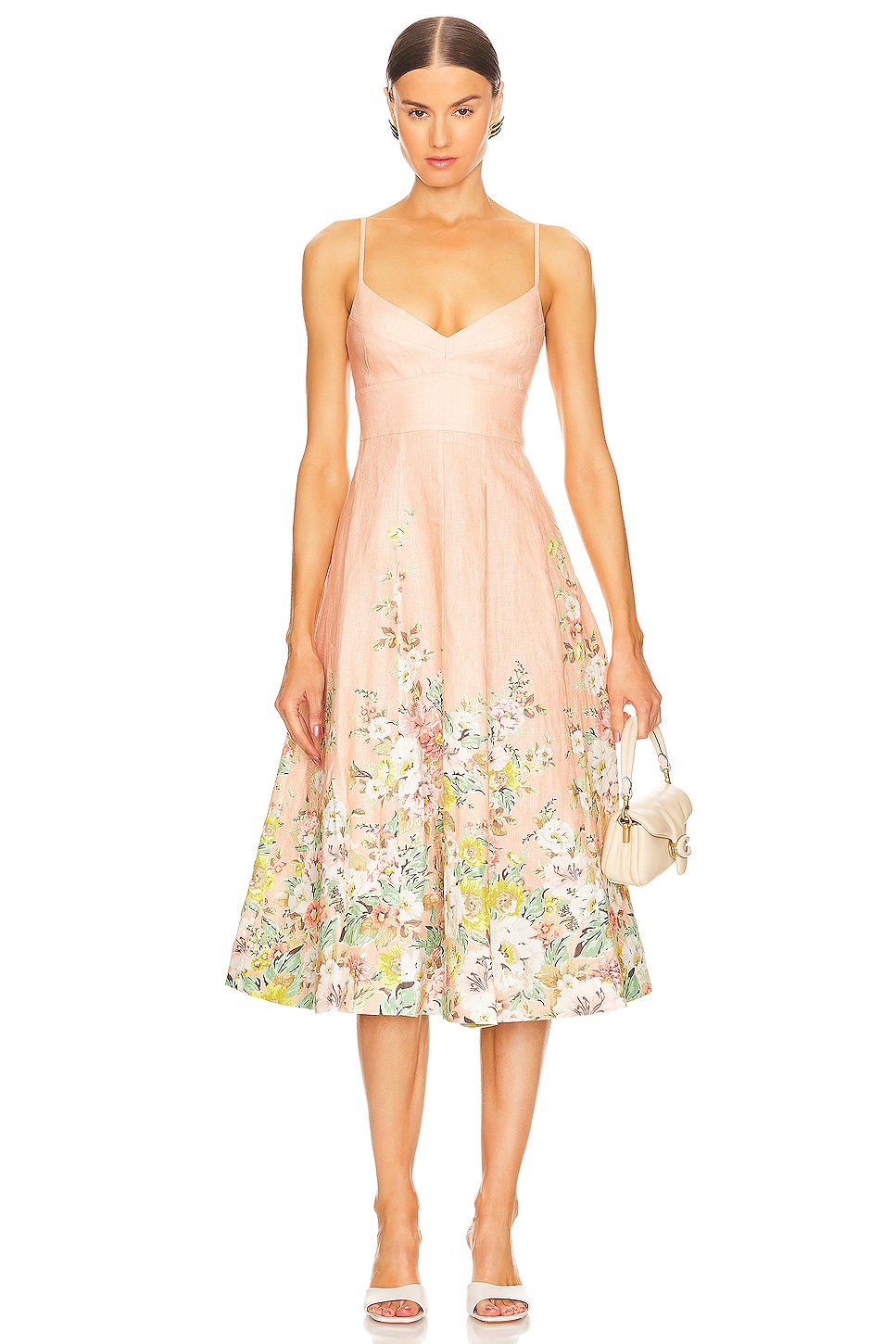 Zimmermann Matchmaker Picnic Midi Dress in Buff & Coral | REVOLVE