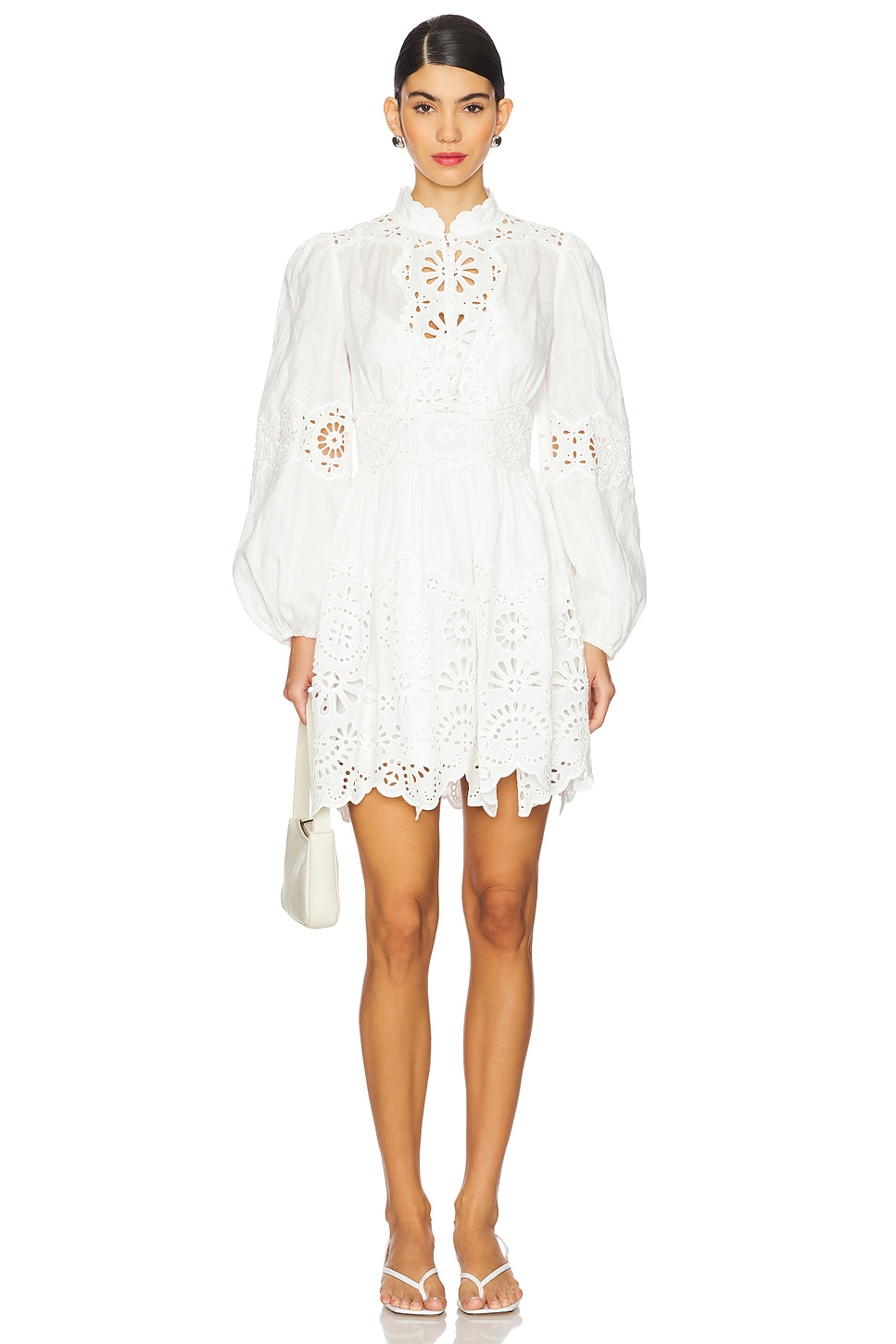 Zimmermann Acacia Broderie Mini Dress in Ivory | REVOLVE