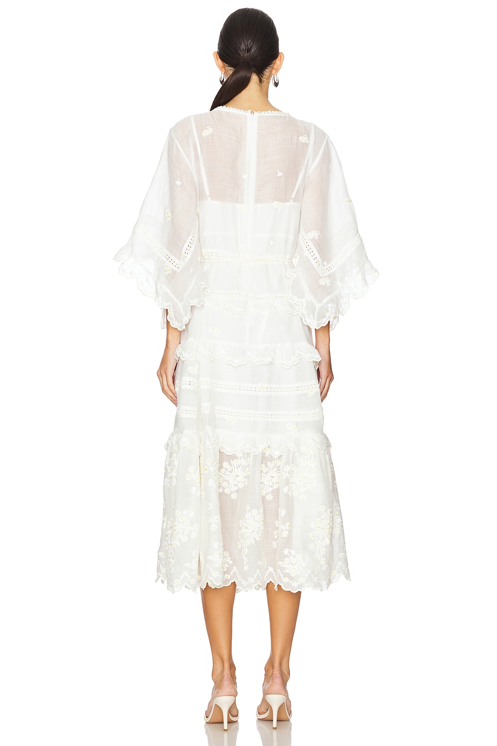 Zimmermann Acacia Embroidered Midi Dress in Ivory | REVOLVE